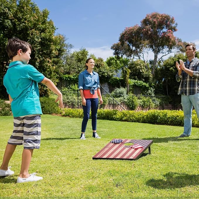 Cornhole Set 4x2 and 3X2 Regulation Size Corn Holes Sets with Carrying Bags & 8 Bean Bags Cornhole Boards Bean Toss Games for Adults Family Outdoor Beach Lawn Outside Backyard Games