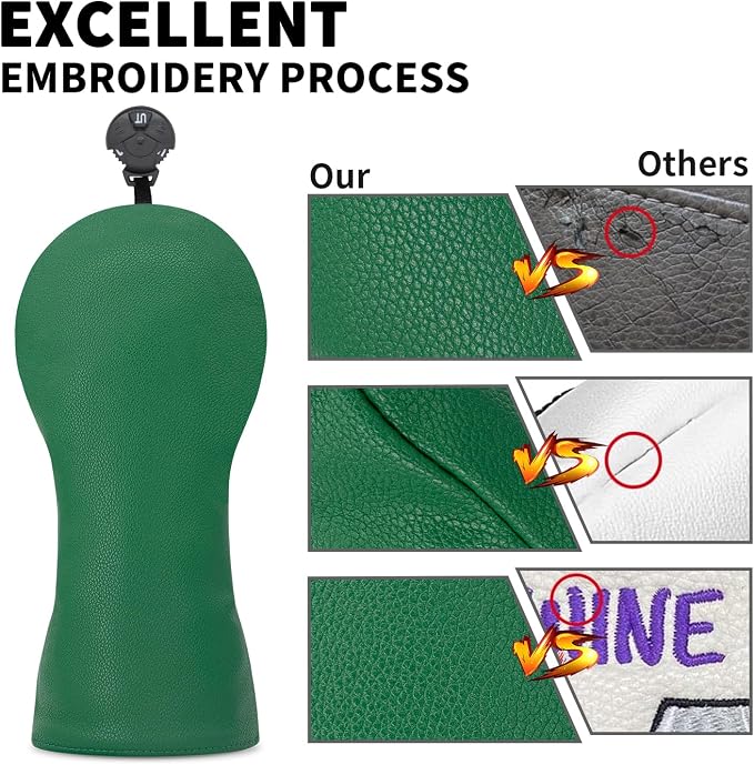 Golf Accessories Golf Club Covers for Driver, Fairway, Hybrids - Golf Driver Headcover/Golf Fairway Wood Head Cover/Hybrid Headcover for Men/Women Golfer