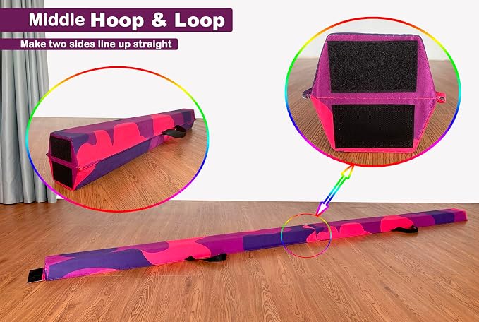 MARFULA 6 FT / 8 FT / 9 FT Folding Gymnastics Beam Foam Balance Floor Beam - Extra Firm - Suede Cover - Anti Slip Bottom with Carry Bag for Kids/Adults Home Use