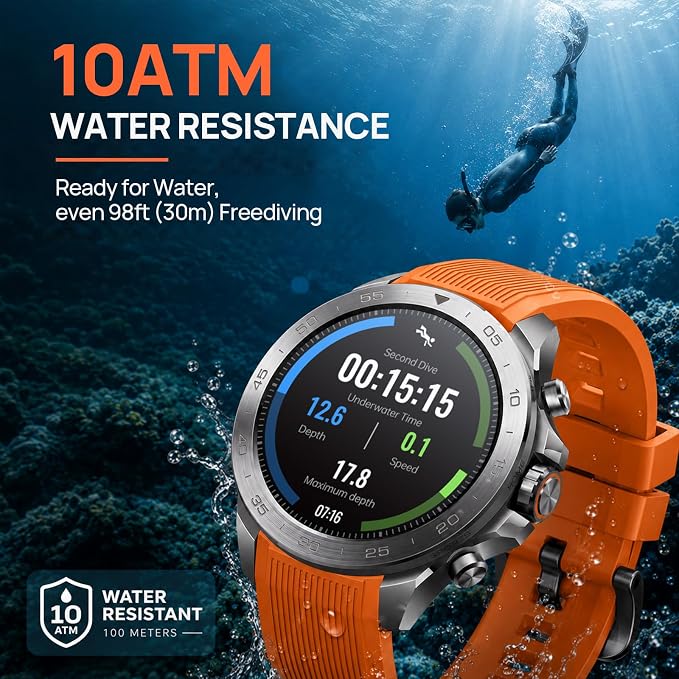 Mibro GS Explorer S Titanium Outdoor Adventure Smartwatch for Men, Dual-Band GPS with Offline Maps, Military-Grade, 20-Day Battery, 10 ATM Waterproof for Freediving, 150+ Sports Modes (Silicone Strap)
