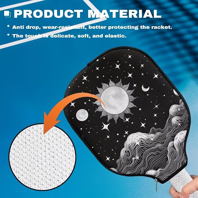 Gothic Sun Pickle Ball Racket Cover 1 Pack Universal Pickleball Covers for Paddles Racket Sleeve with Zipper Pickleball Paddle Case for Most Pickball Paddles Gifts for Friends and Family