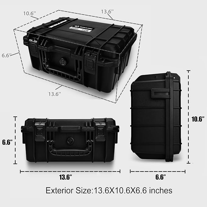 Fishing Reels Storage Case 13 Inches,Heavy Duty Waterproof Fishing Wheel Protective Hard Case, Tackle Collection Holder Box, 6pcs Adjustable Shockproof Dividers (Green)