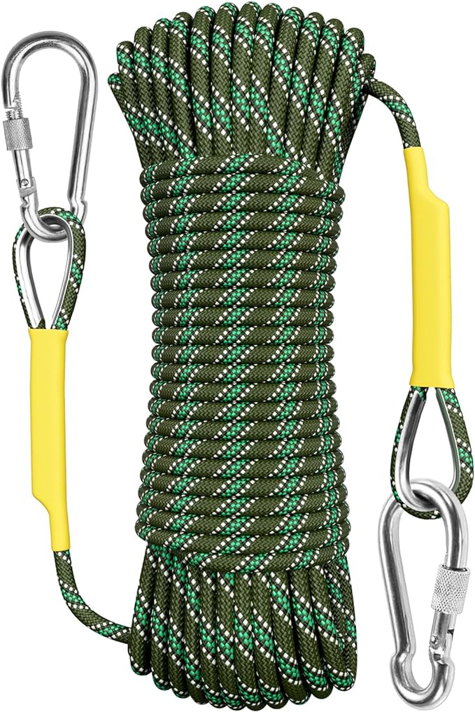 X XBEN Outdoor Climbing Rope 10M(32ft) 20M(64ft) 30M(96ft) 50M(160ft) 70M(230ft) 152M(500FT) 352M(1000FT) Static Rock Climbing Rope for Escape Rope Ice Climbing Equipment Fire Rescue Parachute