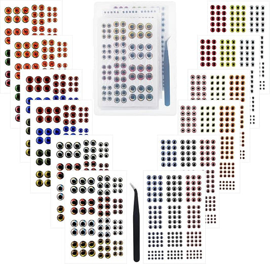 Fish Eyes for Lure Making Supplies: 1530Pcs 3D 4d 5d Fishing Lure Eyes 3mm 4mm 5mm 6mm 8mm 10mm Assortment for Fly Tying Materials
