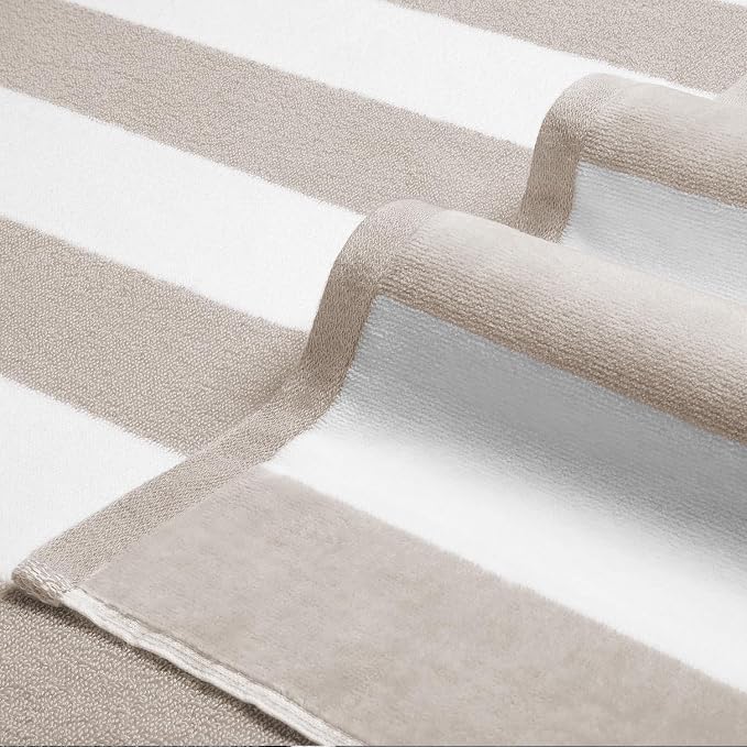 LULUHOME Large Oversized Beach Towel - Big Cotton 36 x 70 Inch Striped Pool Towel, Large Cabana Soft Swimming Towel for Adult Men Women,Chiffon