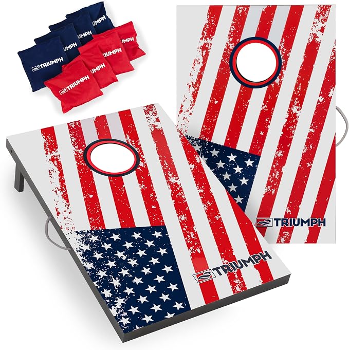 Triumph Sports 2x3 Premium Cornhole Sets - LED Options Available - 8 Bean Bag Toss Bags and Cornhole Boards Included