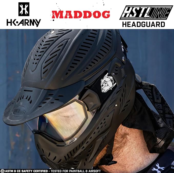 Maddog HK Army HSTL Paintball Airsoft Mask Goggle System | Replaceable Thermal Dual-Pane Anti Fog Lens | Adjustable Full-Face Safety Certified Protection