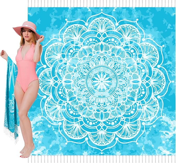 Vikumond Oversized Turkish Beach Towel Blanket XXL Cotton Sandproof Towels Boho Woven Extra Large Big Sand Free Giant Throw Blankets Huge Quilt XL Picnic Camping Necessities Cloud for Adult Gifts
