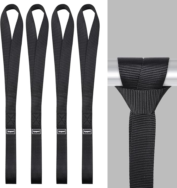 Ayaport Soft Loop Tie Down Straps 18 inches - Black 4500lbs Break Strength Loops for Securing ATV, UTV, Motorcycles, Scooters, Dirt Bikes…