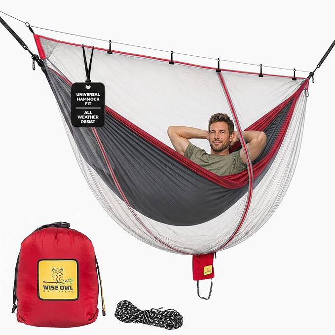Wise Owl Outfitters Hammock Bug Net – Mosquito Net for Hammock, Lightweight Bug Netting for Camping, Hiking, Backpacking, Forest & Outdoor Use