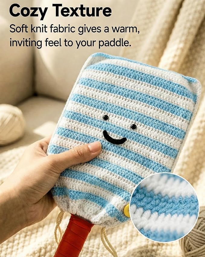 Crochet Pickleball Paddle Cover Gift - Handmade Case for Women&Men - Cute Accessories with Prensent Bag - Ready to Wrap for Players, Friends & Family, Thoughtful Holiday Crochet Set