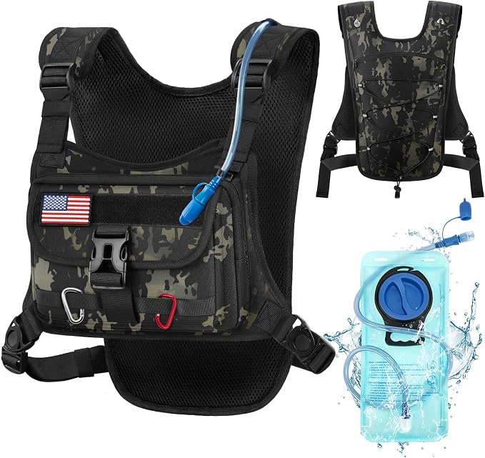 RAINSMORE Hydration Vest with Water Bladder Adjustable Strap Chest Pack