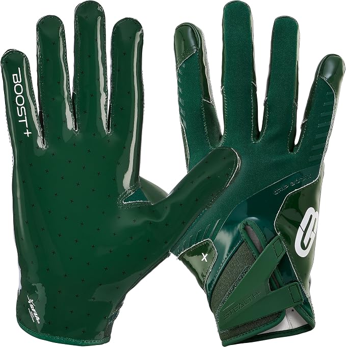 Grip Boost Football Gloves - Solid Stealth 6.0 Boost Plus Sticky Technology - Adult and Youth Football Gloves for Wide Receiver - Men's and Boys Sizes