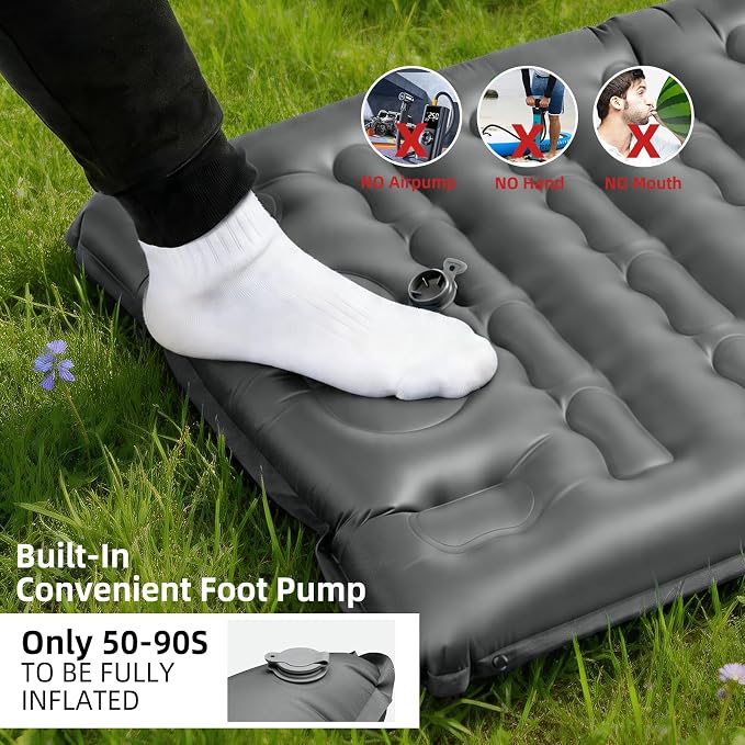 HiiPeak Ultralight Camping Sleeping Pad, 12cm Thickened Sleeping Mat with Pillow and Built-in Foot Pump,Inflatable Camping Air Mattress for Camping, Backpacking, Hiking, Tent Trap Traveling