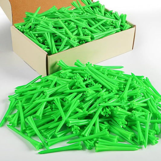 FINGER TEN Golf Tees Plastic Unbreakable Easy to Find Bulk Value 200/500/1000 Count, 2 3/4 3 1/4 Inch Tee Driving Range Reduce Friction, Green Red White USA Flag Practice