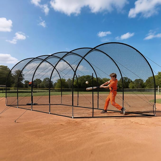 VEVOR Baseball Batting Cage,Professional Softball Baseball Batting Hitting Training Net,Heavy Duty Enclosed PE Practice Portable Pitching Cage Net&Carry Bag,for Backyard,Field,Indoor&Outdoor