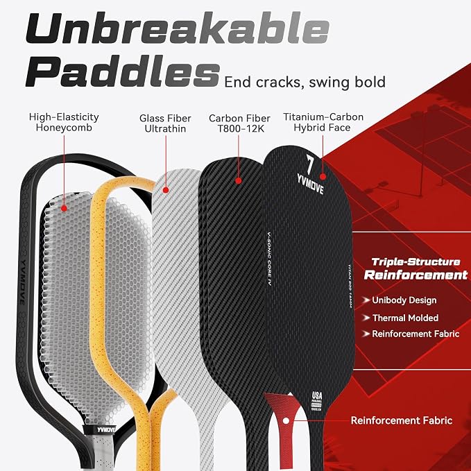Pickleball Paddles | USAPA Approved | Raw Carbon Fiber Face | Max Control & Effortless Power | 16MM Core Anti-Shock | Intermediates to Pros