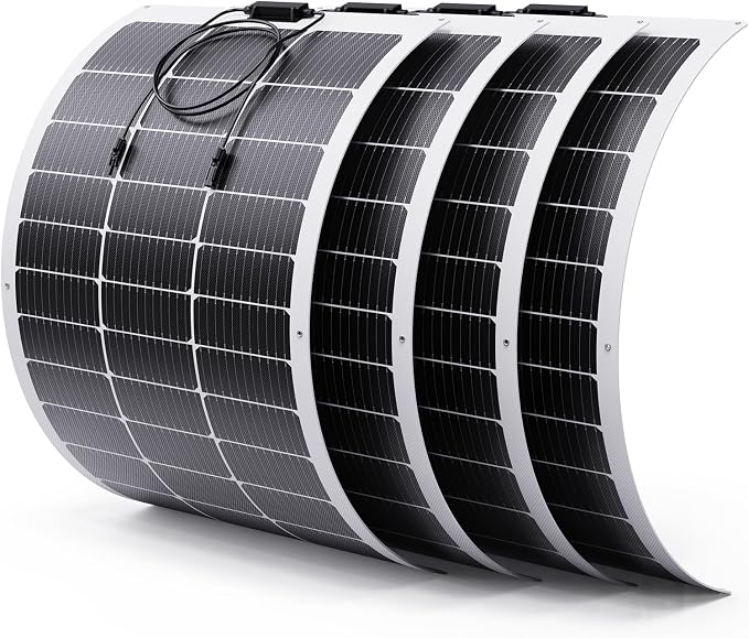 400W Flexible Solar Panel Set (4x100W), Cool-Running White Design, Heavy-Duty ETFE Solar Array, Weatherproof Power Solution for Catamaran, Large RV, and Shed