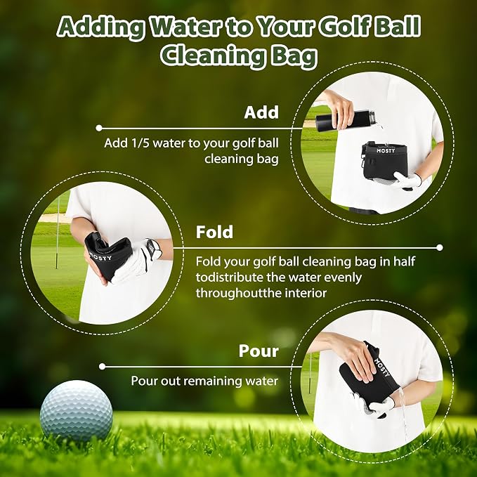 MOSTY Golf Club & Ball Cleaner Bag,Durable Golf Club Cleaning Kit and Ball Washer Pouch,Club Cleaner for Golf Bag, Golf Gifts for Men Women Golfers Him Unique, Essential