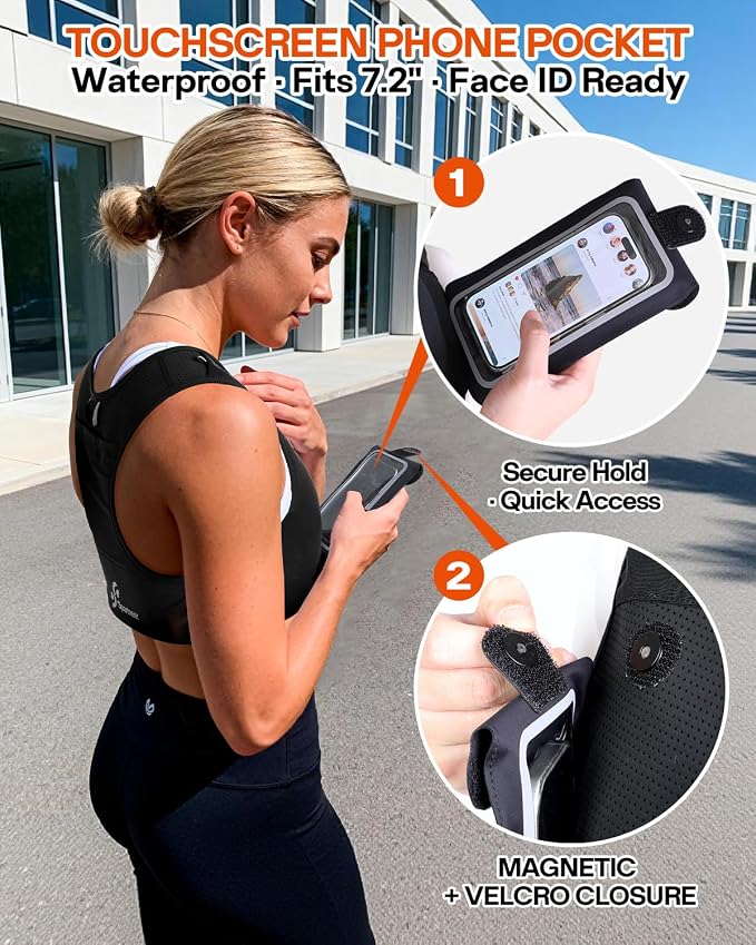 Sportneer Running Vest: Hydration Vest with 500ML Soft Flask, Lightweight Breathable Zero-Bounce Running Backpack for Men Women, Fits 7.2” Phone, Reflective, Ideal for Marathon Trail Training