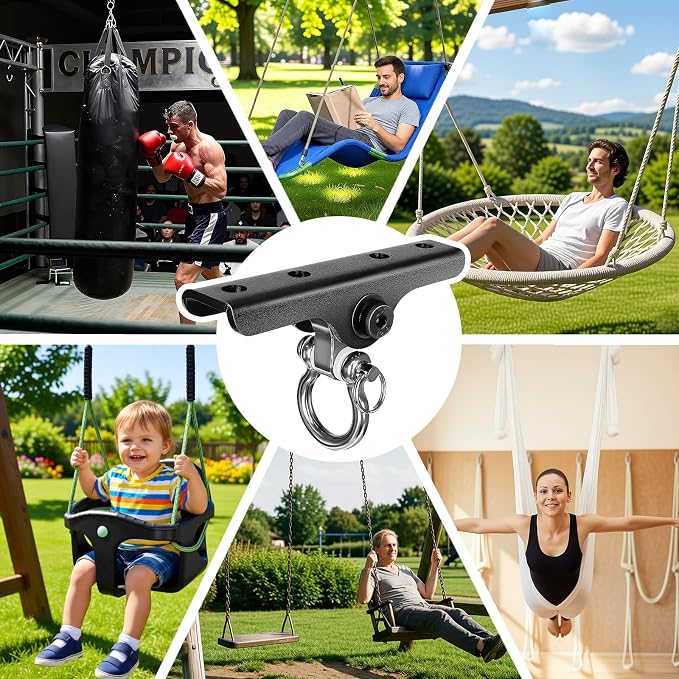 Heavy Punching Bag Hanger | Wall/Ceiling Mount Hook with 180° / 360° Rotation | Wood Beam Holder for Boxing, Weight Training, Aerial Yoga Swing & Hammock