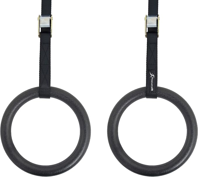 ProsourceFit Fitness Gymnastics Rings with Straps for Total Body Conditioning at Home