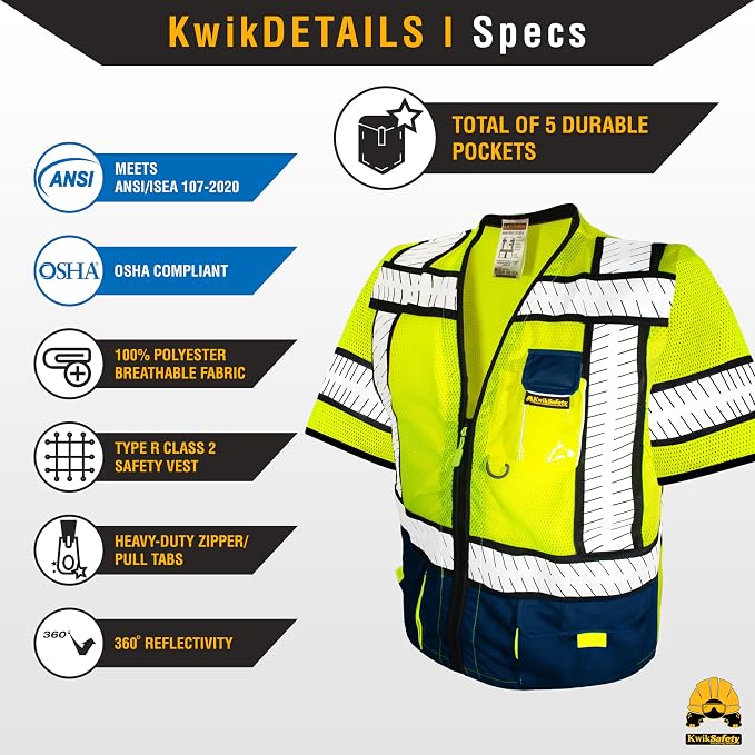 KwikSafety - SHERIFF & SPECIALIST Safety Vest [Multi-Use Pockets] Class 2 & Class 3 Hi Vis ANSI OSHA Safety Vest for Men