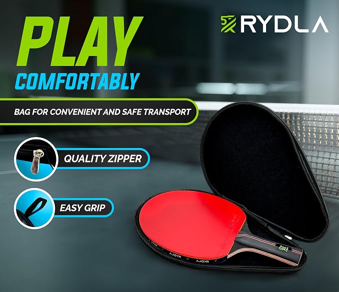 Professional Ping Pong Paddle – A Table Tennis Racket to Take Your Skill to the Next Level with Carbon Fiber Technology & Ergonomic Design – Premium Rubber & Sponge for Powerfull Speed & Spin.