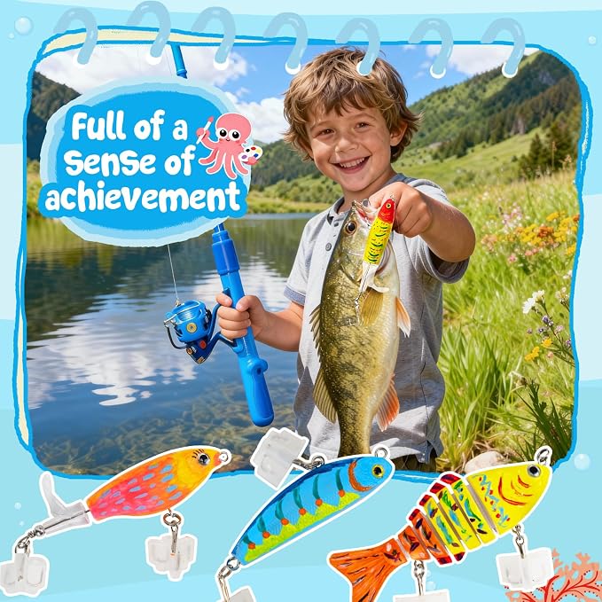 THKFISH DIY Fishing Lure Kit - Kid-Friendly Lures Making kit Customizing Lures, Includes Paint & Brushes, Perfect Fishing Gifts and Crafts for Kids, Tackle Box Must-Have