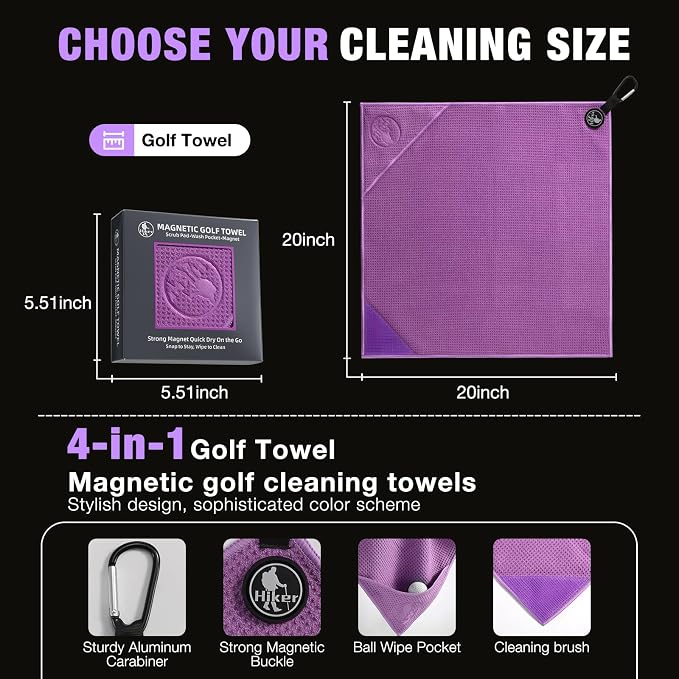 Hiker Golf Essentials Bundle, Cleaning Brush with Groove Cleaner & 1500 Yards Laser Rangefinder Anti-Shake Slope & Magnetic Microfiber Towel, Complete Golf Gear Set for Training Course Golfing, Pack o