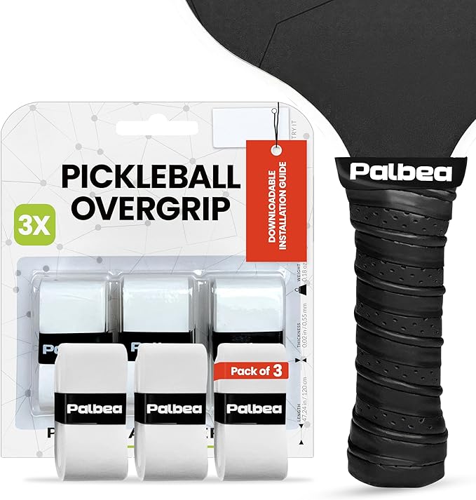Pickleball OverGrip Tape - Pack of 3/6/12/22/60 - Extra Tacky White Pickleball Grip Tape - High Sweat Absorption & Non-Slip Soft Touch. Accessories Designed to Enhance Your Pickleball Paddle Grip Tape