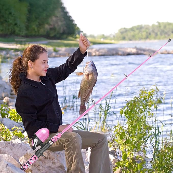 ODDSPRO Kids Fishing Pole - Portable Telescopic Kids Fishing Rod and Reel Combo Kit - with Spincast Fishing Reel Tackle Box for Girls, Youth