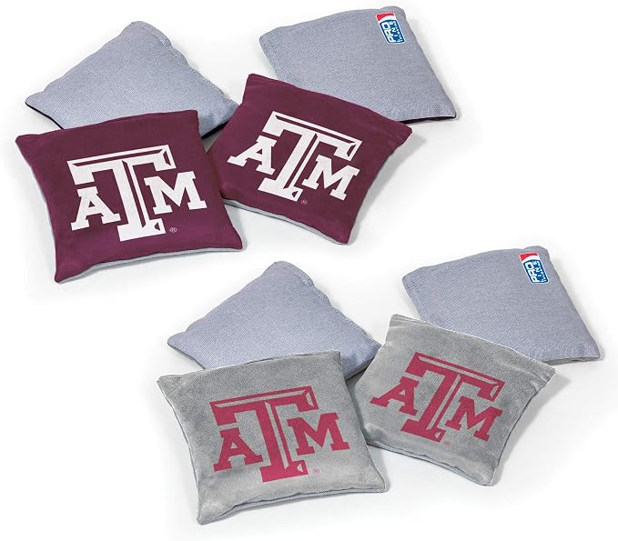 NCAA College Dual Sided Bean Bags by Wild Sports, 8 Count, Premium Toss Bags for Cornhole Set - Great for Tailgates, Outdoors, Backyard