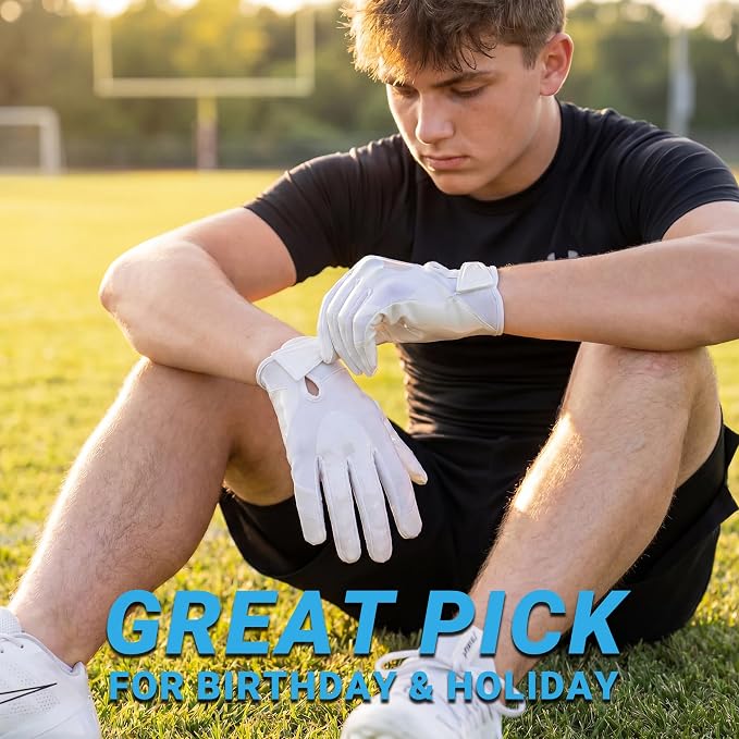 Football Gloves for Youth and Adult Men,Sticky Adhesive Palms Receiver Gloves,Grip Boost Flag Football Accessories Gifts for Family and Friends