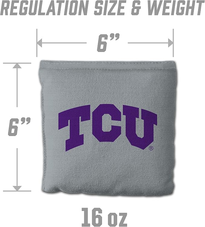 YouTheFan Officially-Licensed NCAA Set of 8 Cornhole Bags - All Weather Dual Sided Slide & Stop - Regulation Size with Carry case