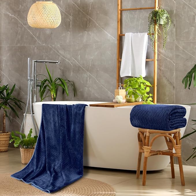 SmoothNovelty 2 Pack Bath Sheets 40 x 80 Inch Oversized Jumbo Extra Large Towels Quick Dry Coral Fleece Absorbent Soft Lightweight XL Shower Towels for Home Gym Travel Beach Spa Pool Hotel (Navy)
