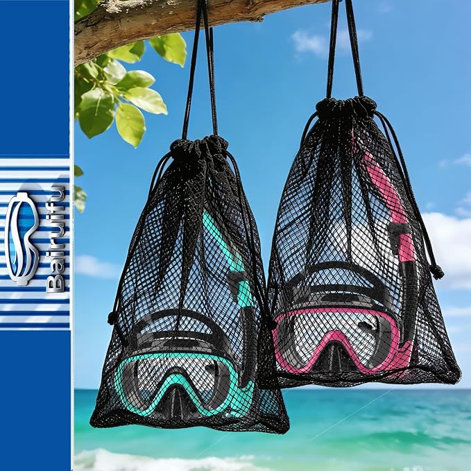 Snorkeling Gear for Adults 2-Pack | Anti-Fog & Anti-Leak Snorkeling Mask | Breath-Free Dry Snorkel | 180° Panoramic View with Quick-Dry Bags