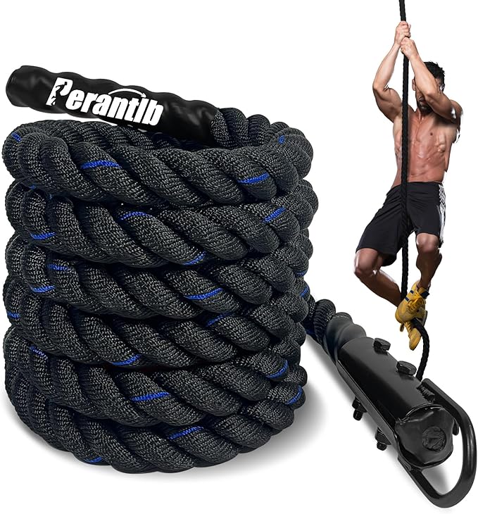 100% Polyester Climbing Rope with Hooks - Heavy Duty 1000LBS Load Capacity, 1.5inch Diameter, 10,15,20,25,30,50ft Length for Outdoor Rock Climbing, Rescue & Escape (15ft)