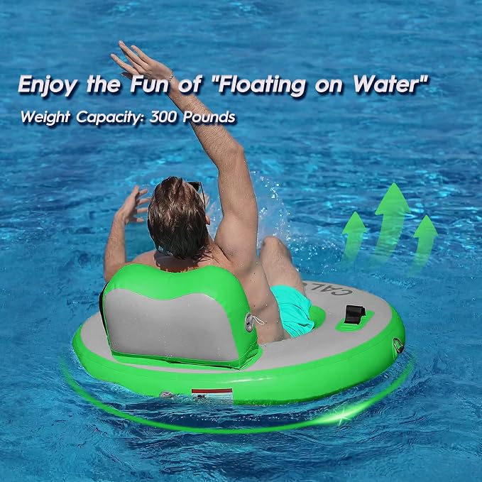 CALOBANA Round Floating Ring Inflatable Water Hammock Heavy Duty River Floats Lake Raft for Adults Tanning Pool Lounger Float Island Platform Pad Mat for Party