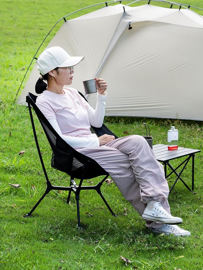 WildCall Lightweight Folding Camping Chair Quick Setup Frame Beach Chair Compact Backpacking Chair with Anti-Sink Feet