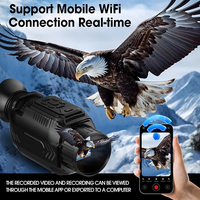 4K Night Vision Monoculars, Night Vision for Adults with WiFi, Infrared Monocular Inculde Upgrade Macro Lens Attachment, 68MP Image, 28X Digital Zoom 3600mAh Rechargeable Battery Black