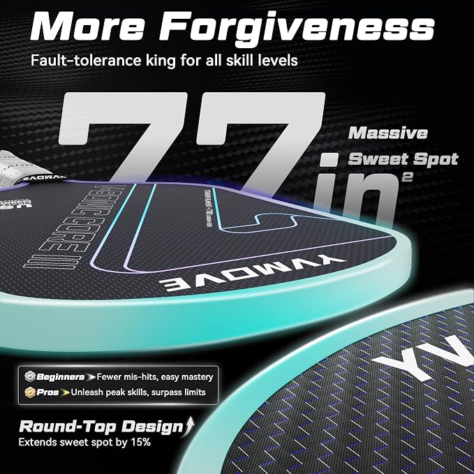 Pickleball Paddles | USAPA Approved | Raw Carbon Fiber Face | Max Control & Effortless Power | 16MM Core Anti-Shock | Intermediates to Pros