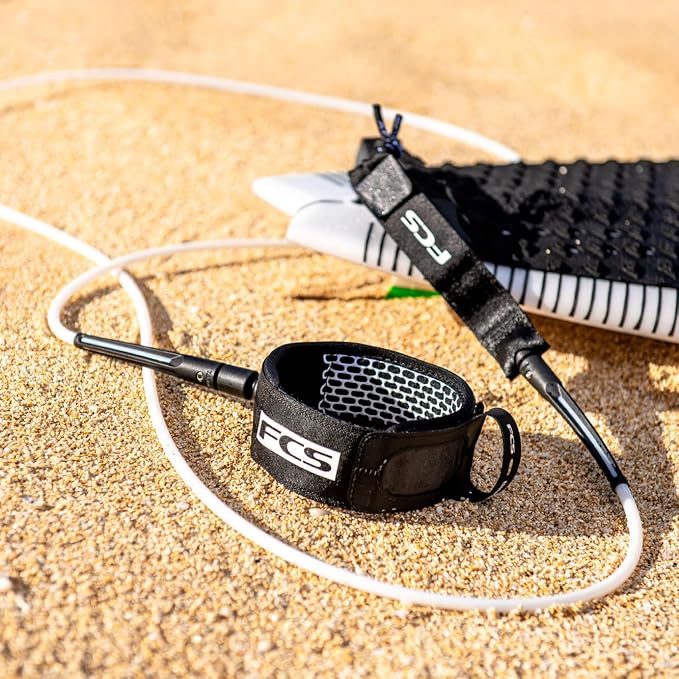 FCS All Round Essential Leash | Lightweight & Durable Surf Leash for 2-8ft Waves, in-Cuff Silicone Grip, Easy-Release Tab