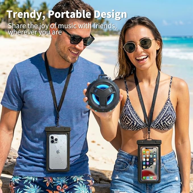 EBODA Bluetooth Shower Speaker with Waterproof Phone Pouch – Rugged & Ready for Any Wet Adventure