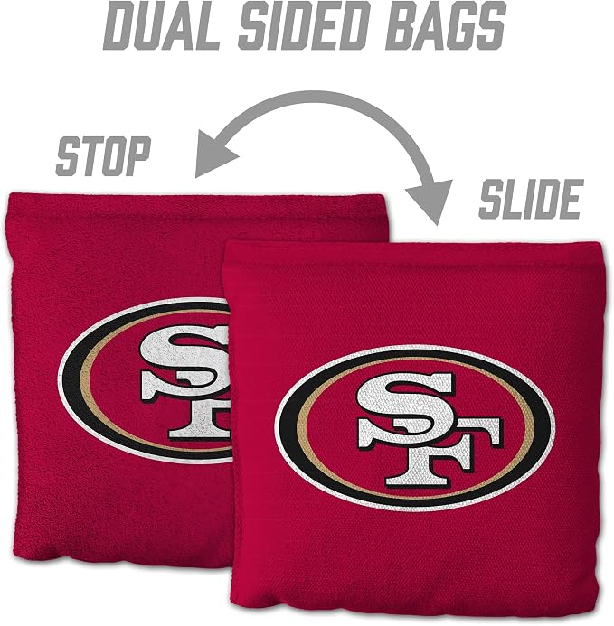 YouTheFan Officially-licensed NFL Set of 8 Cornhole Bags - All Weather Dual Sided Slide & Stop - regulation size