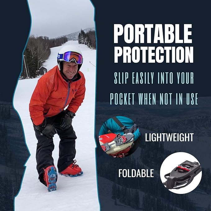 Skiskootys Ski Boot Bottom Protector with Claws - Ski Boot Traction Cleats | Foldable Slip-Resistant Tool for Walking on Ice & Snow - Adjustable Skiing Accessories - USA Made