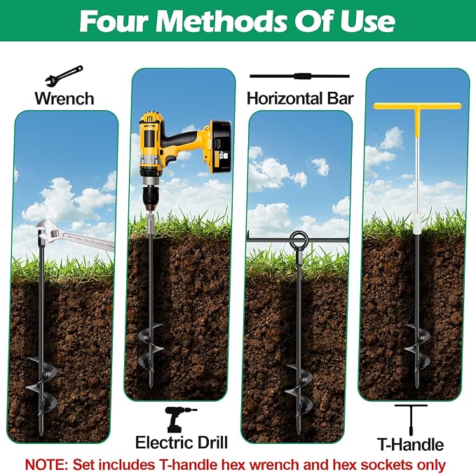 Trampoline Anchors, 4 Pack 18" RV Awning Tie Down Kit with 4 Ratchet Straps, Heavy Duty Screw-in Stakes for Trampolines, RV Awnings & Swing Sets