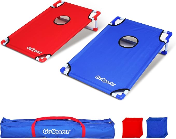 GoSports Portable Cornhole Set with Carry Case - Outdoor Lawn Bean Bag Toss Game for Adults and Family - Beach, Camping, Yard Games & More