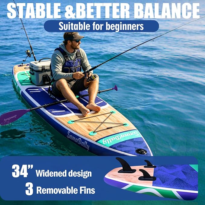 Inflatable Stand Up Paddle Board - Ultra Stable Wide Paddle Boards of All Skill Levels, Full-Color Gradient Design, Anti-Slip EVA Deck with Premium Accessories
