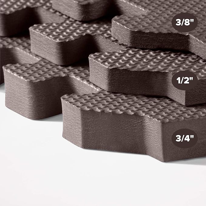 We Sell Mats 1/2 Inch Thickness Multipurpose EVA Foam Floor Tiles, Interlocking Floor Mat for Indoor Gym and Home Use, 24 in x 24 in, Brown, 16 Square Feet (4 Tiles)